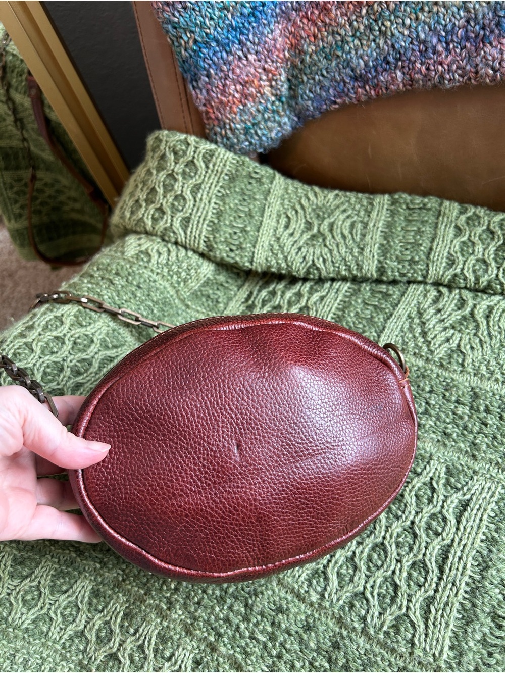 PORTLAND LEATHER Roswell Crossbody in Nutmeg Antique Gold-tone Chain (Retired) - Picture 8 of 13